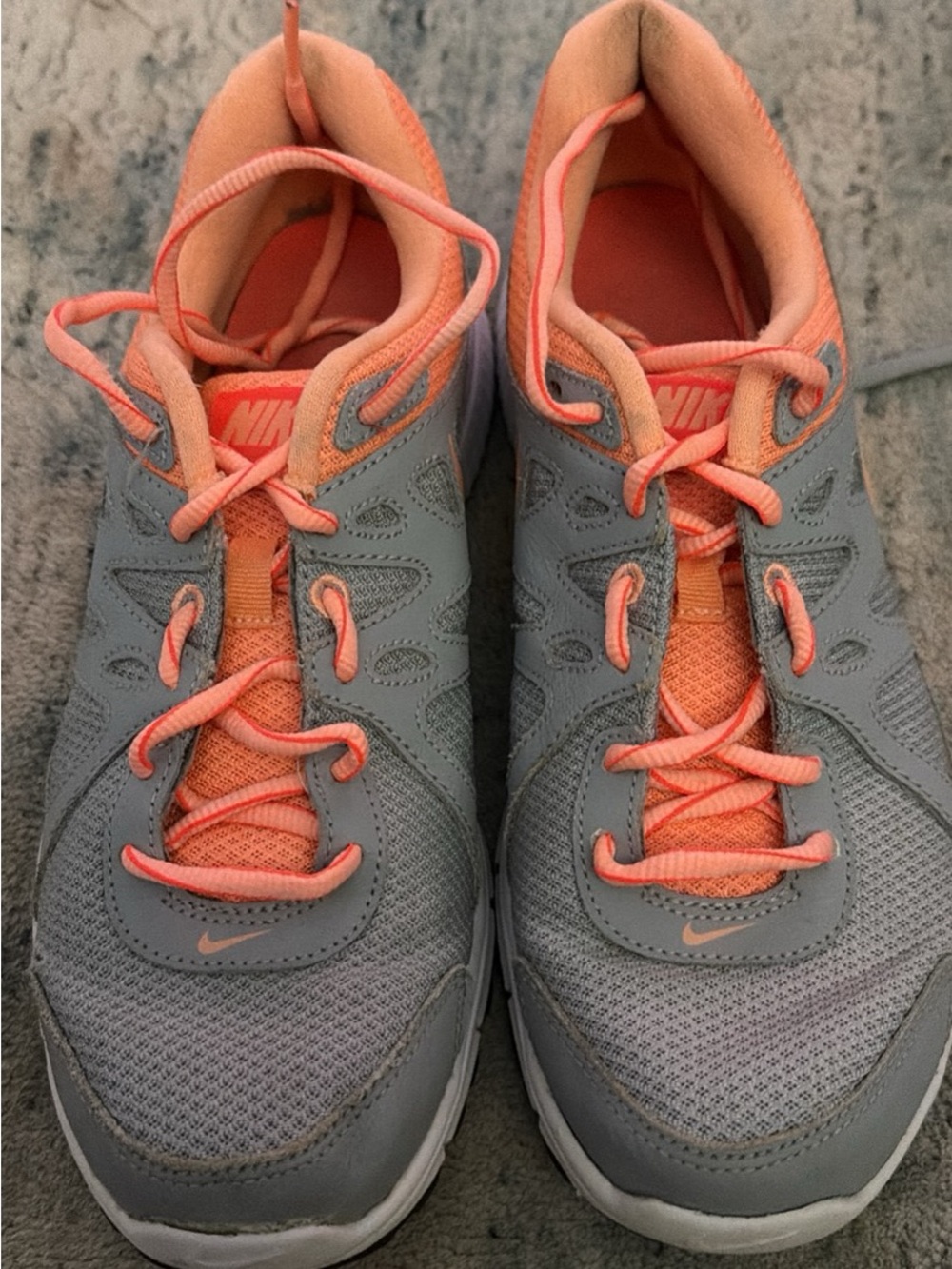 Nike Women's Gray and Coral Athletic Running Shoes